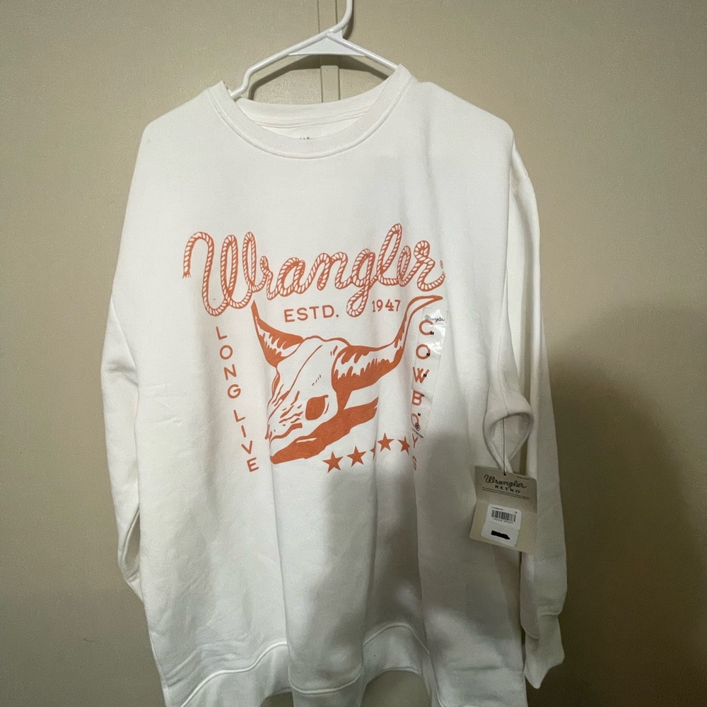 Wrangler Retro White Sweatshirt with Orange Design